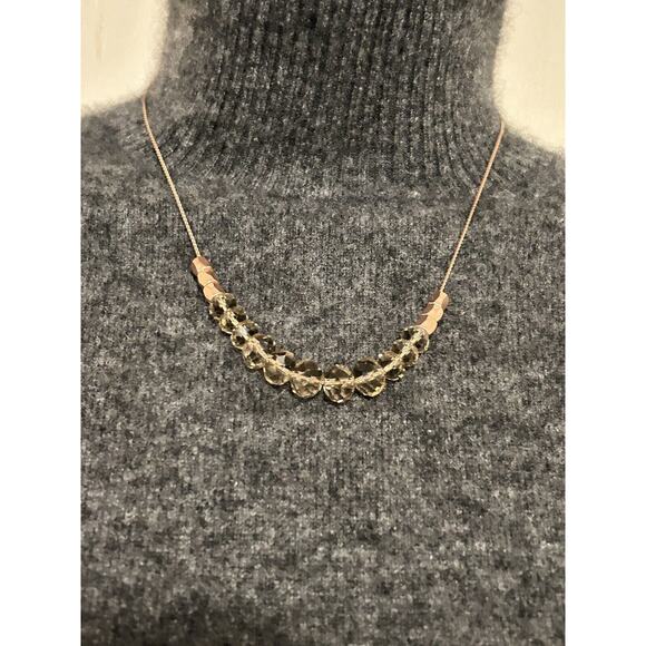 Express Rose Gold Faucet Irrodescent Beaded Necklace 42” Minimalist - Picture 2 of 7